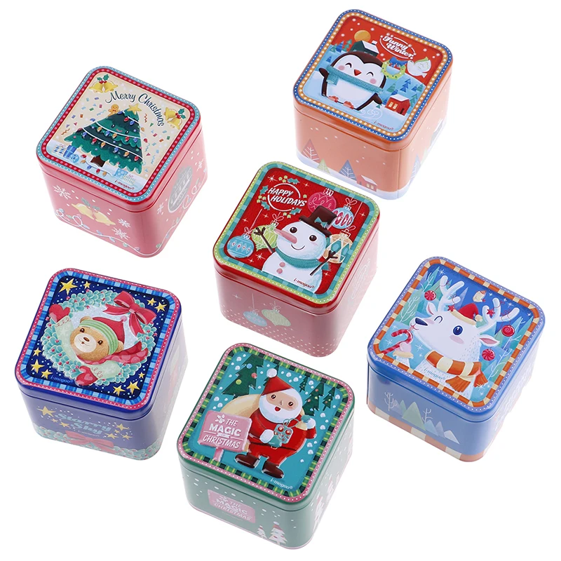 Милый Рождественский мини Подарочный пакет жестяная коробка конфеты печенье