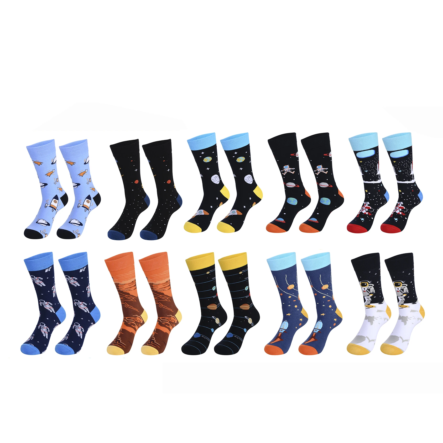 10 pairs of men's and women's socks Aerospace astronaut cool socks Winter skating funny socks Tall sports casual socks hip hop