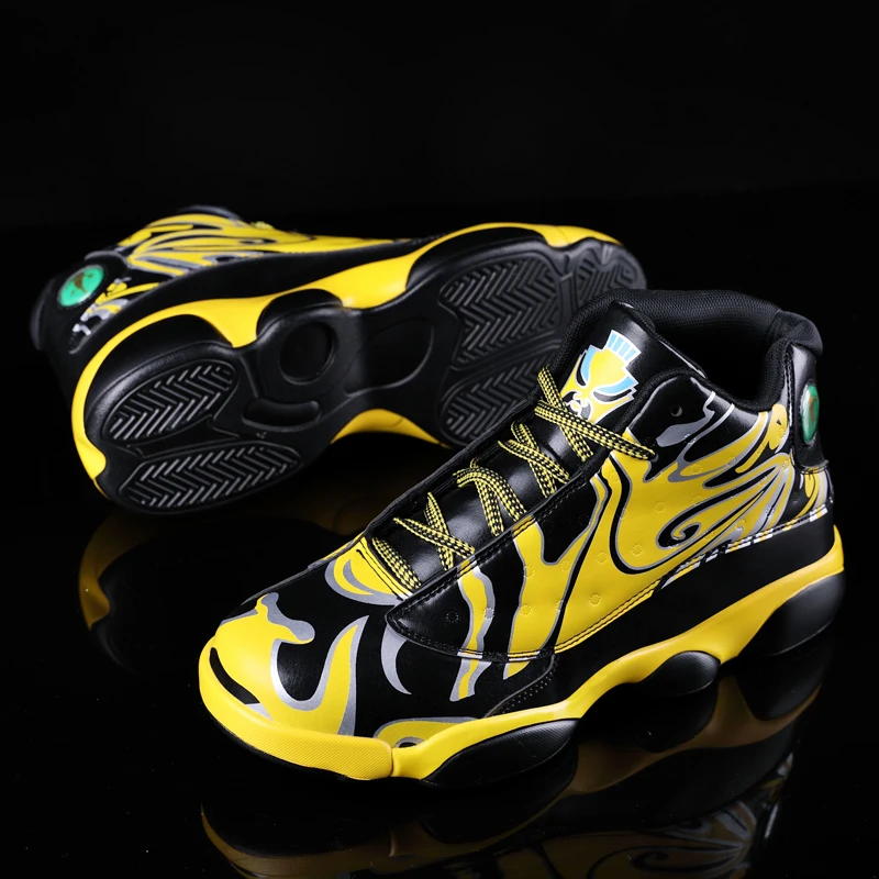 Boys Basketball Boots Yellow Youth Athletic Trainers Training Classic Men Basketball Shoes Stylish Retro Sport Shoes Men 36-46