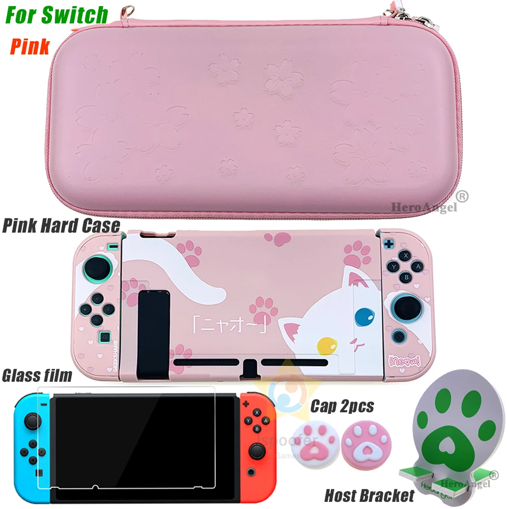 Портативный Дорожный Чехол с кошачьими крапанами ДЛЯ NS Nitendo Switch / Lite Mini защитный