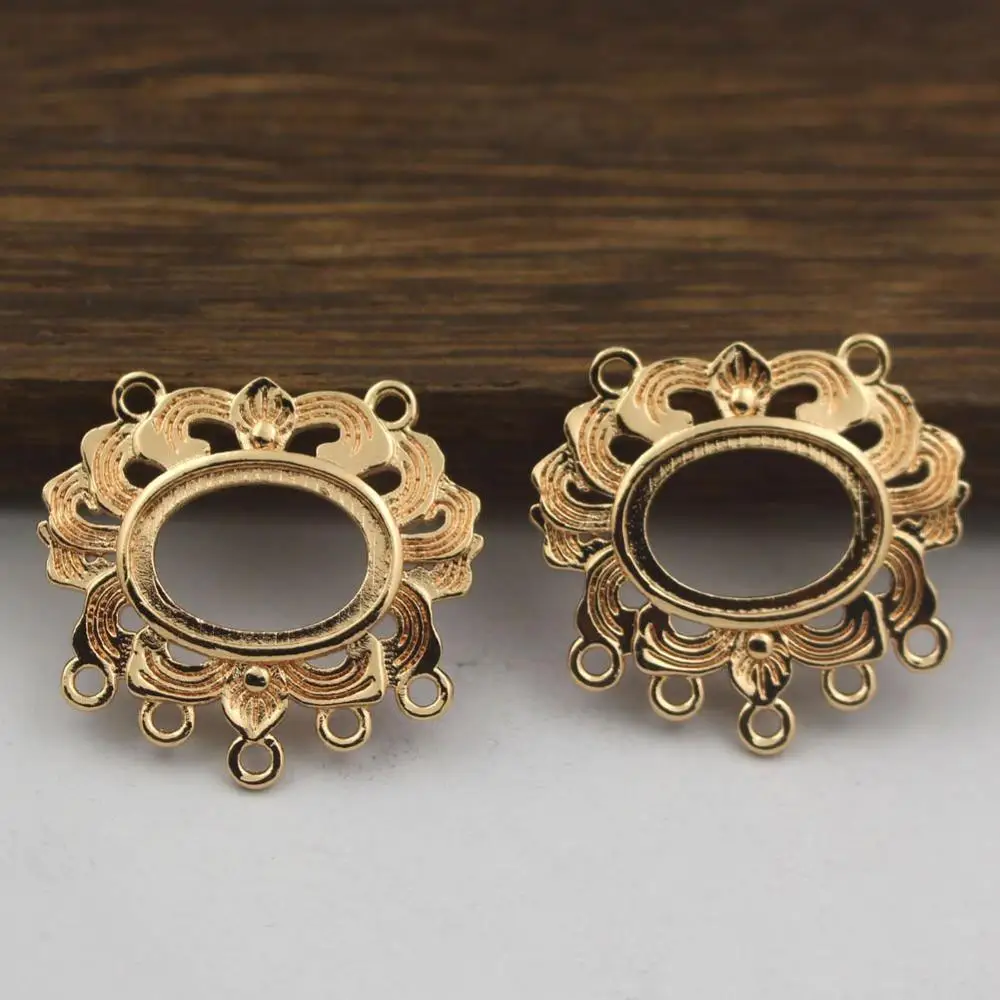 

20 шт Латунные Литые Цветочные восточные Подвески 10x14 мм овальные открытые задние кабинки базовые соединители для DIY Кисточка Серьги Подвески конструкции