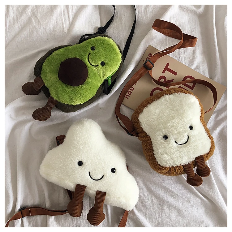 Small Crossbody Shoulder Bags For Girls Cute Cartoon Toast Toy Fruit Shape Avocado Wallet Designer Clear Purse And Handbags