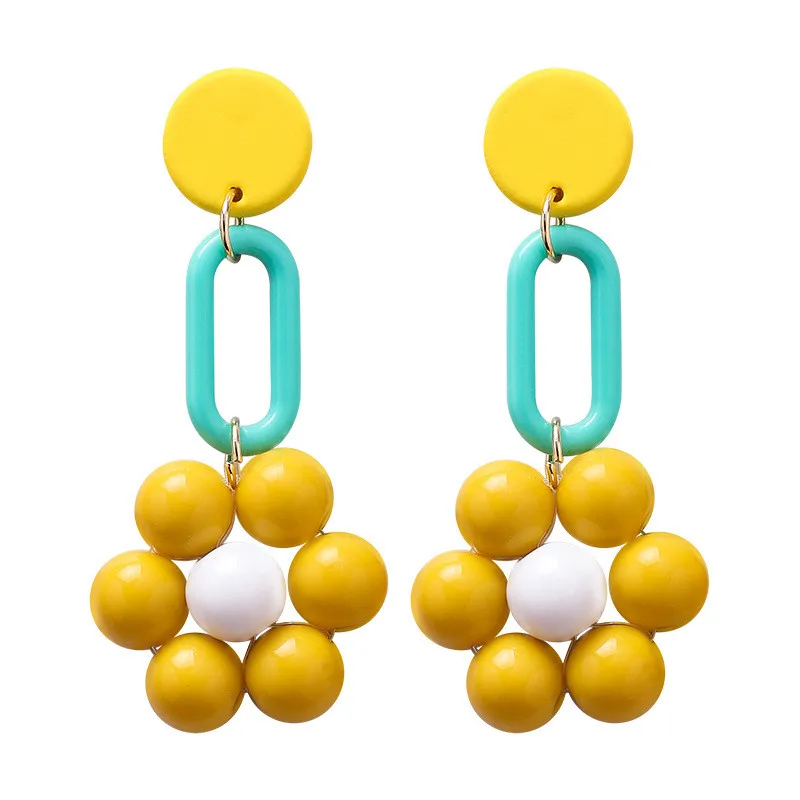 2019 ручной работы акриловые серьги женские Индивидуальные Акриловые подсолнухи