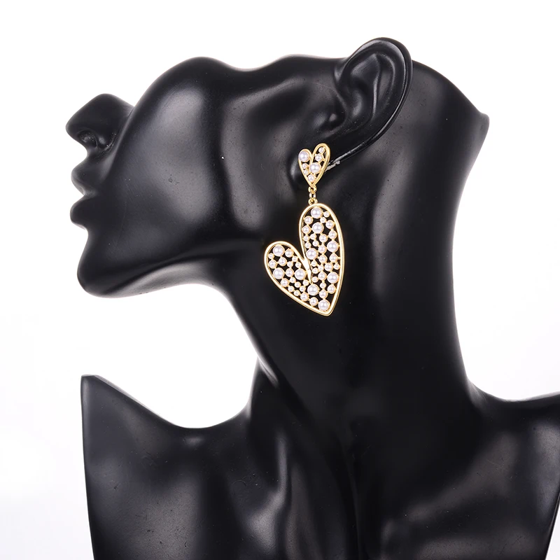 

HONGYE New Luxury Simulated Pearl Drop Dangle Earrings Exaggerated Gold Color Party Brincos Pendientes Jewelry Gift 2021