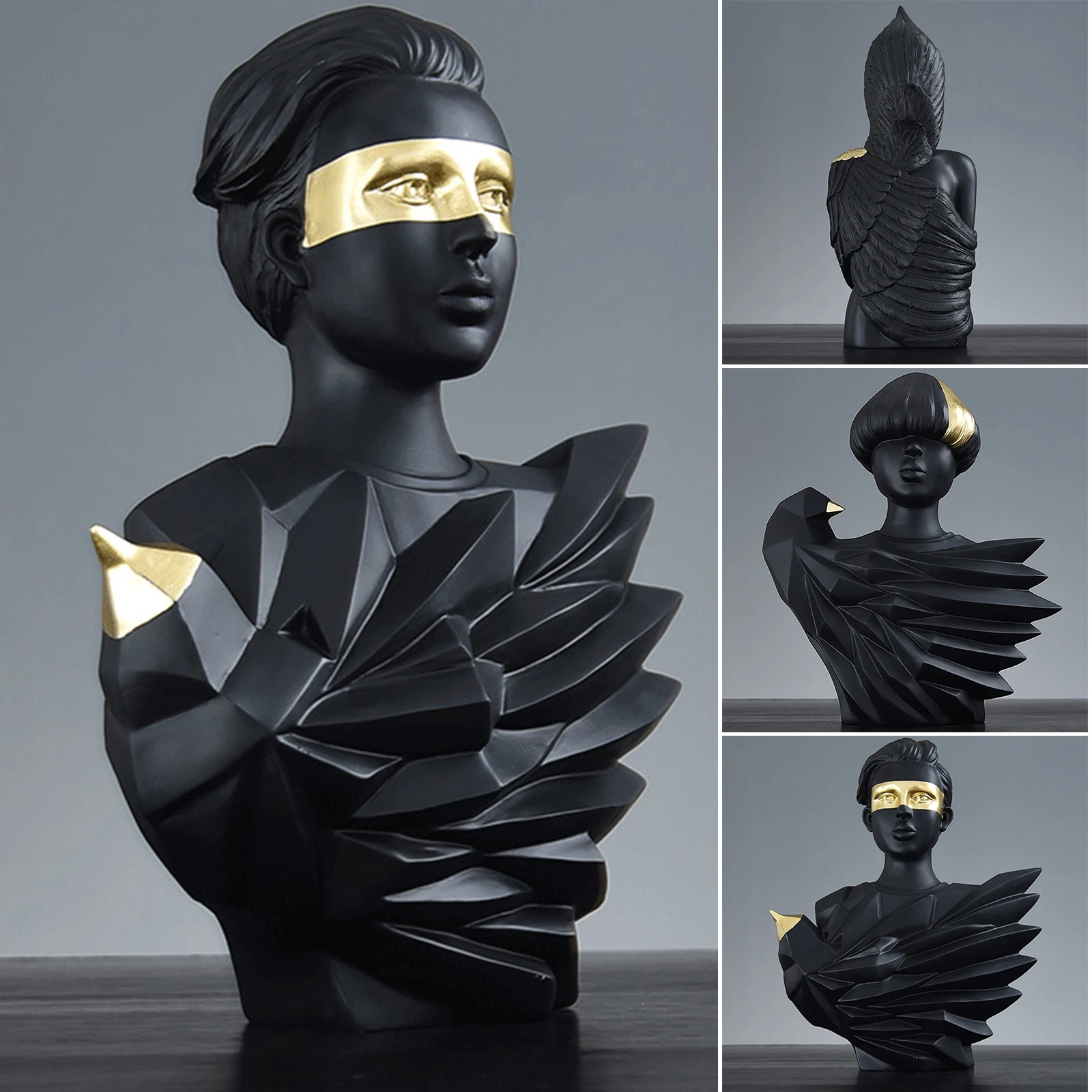 

Hogarea Figuras Decorativas Bust Portrait Statue Ornament Resin Sculpture Artwork Abstract Figurine Home Decor For Office