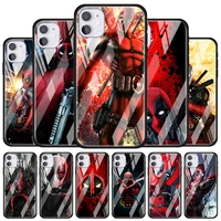 deadpool hero marvel for apple iphone 12 pro max mini 11 pro xs max x xr 6s 6 7 8 plus luxury tempered glass phone case