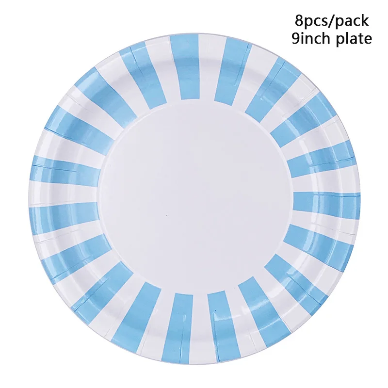 Одноразовая посуда в синий горошек для мальчиков и девочек бумажная тарелка
