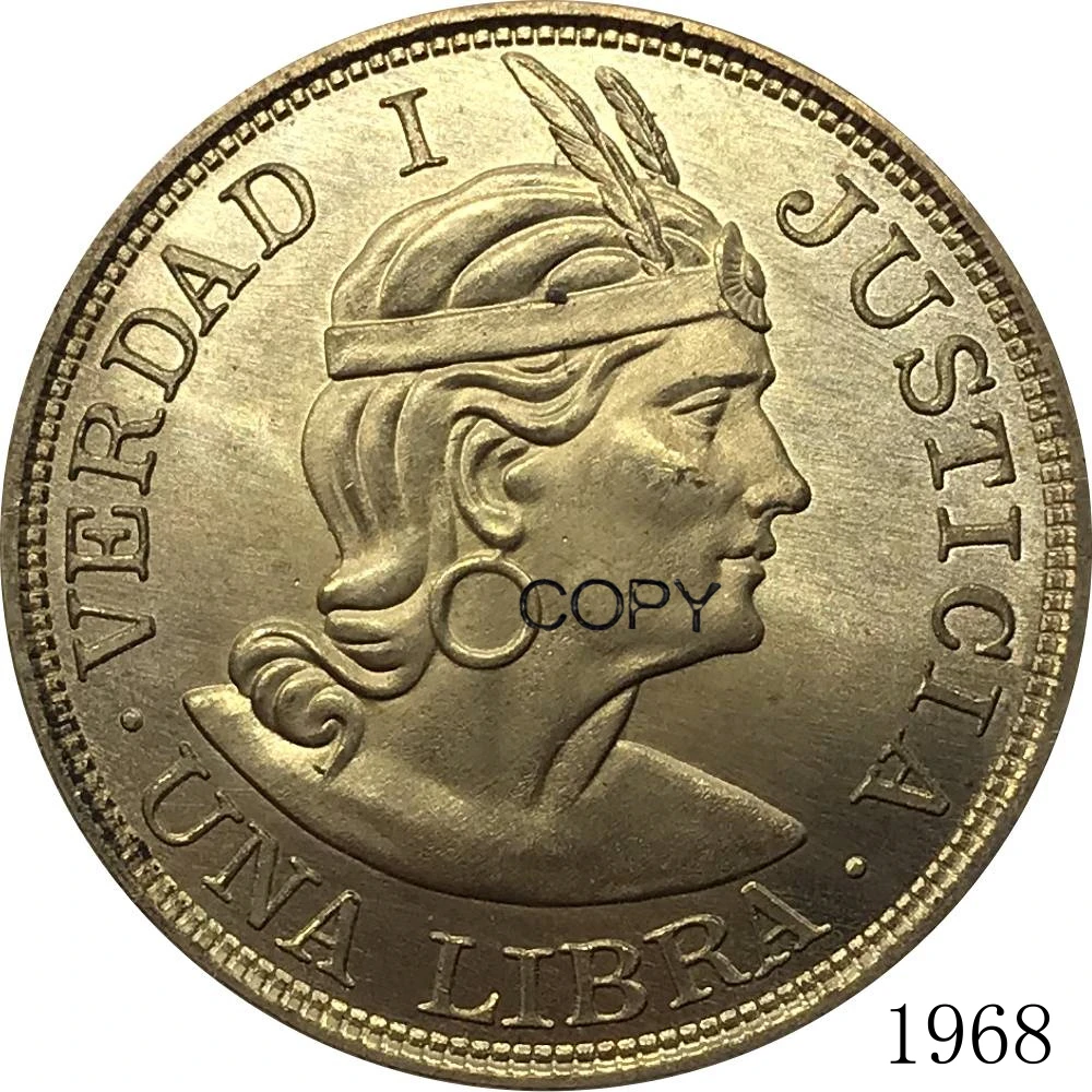 

Peru 1968 1 Libra Metal Brass Gold Coin China Carved Casting Souvenir Collectible Replica Copy Coins