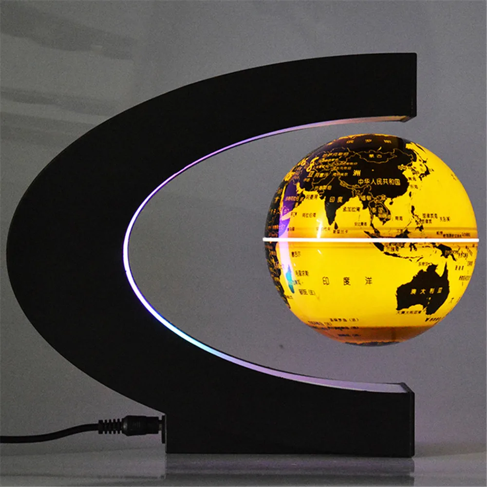 

AU/US/EU/UK Plug LED Floating Globe Home Office Decoration C Shape Magnetic Levitation Light World Map With LED As Child Gift