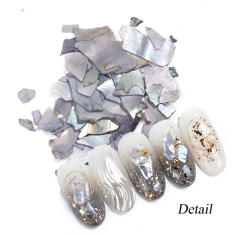 

12Grid Nail Abalone Shell Fragments Texture Irregular Natural Sea Shell Slice Charm Nail Stone Decoration Nail Art Paillete GLYM