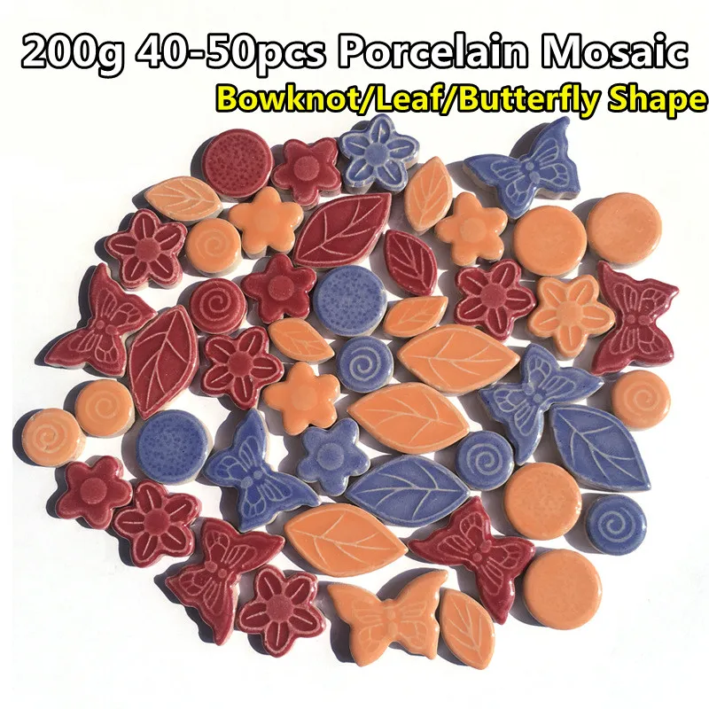 200g 40 ~ 50 шт. мозаичная плитка фарфоровая бант/лист/бабочка Форма керамической