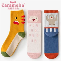 caramella co branded pidan cartoon women socks 3pairs colorful cute socks combed cotton funny girls socks mid crew hosiery 35 39