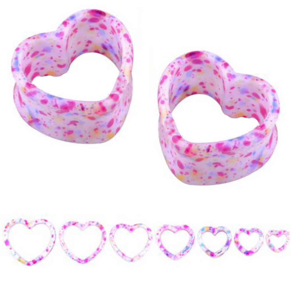 Пирсинг популярный 1 пара панк акриловые полые сердце двойной вспышки уха