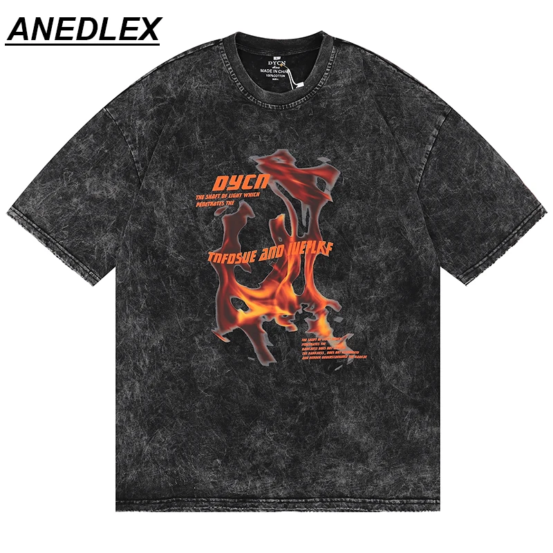 

Футболка мужская в стиле хип-хоп, хлопок, промытый принт букв, Повседневная модная рубашка с коротким рукавом, в стиле Харадзюку, уличная оде...