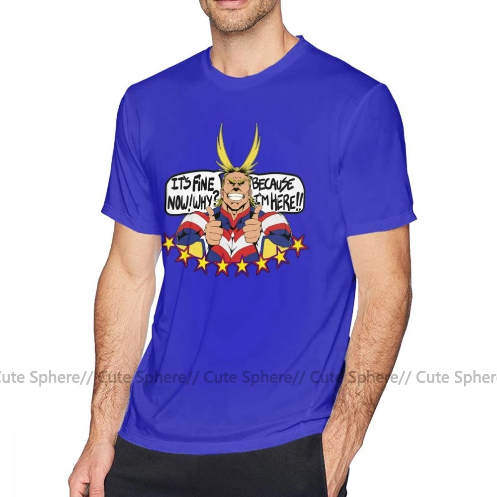 Футболка All Might, All Might Is Here, футболка с коротким рукавом для мужчин, футболка, забавная модная ХХХ хлопковая Футболка с принтом - Цвет: Blue
