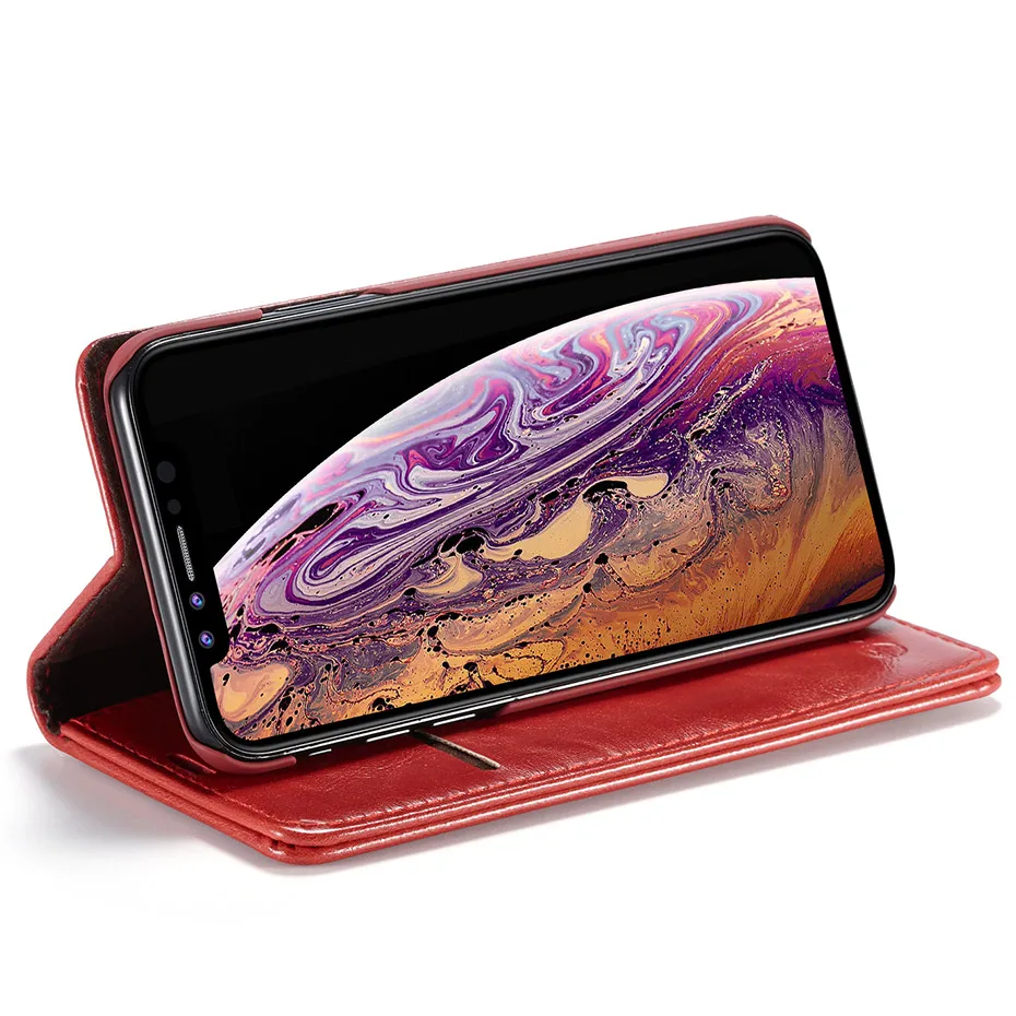 Роскошный чехол для iPhone X XR XS Max складной кронштейн Магнитный Флип кошелек 5 5S se 6 6s 7