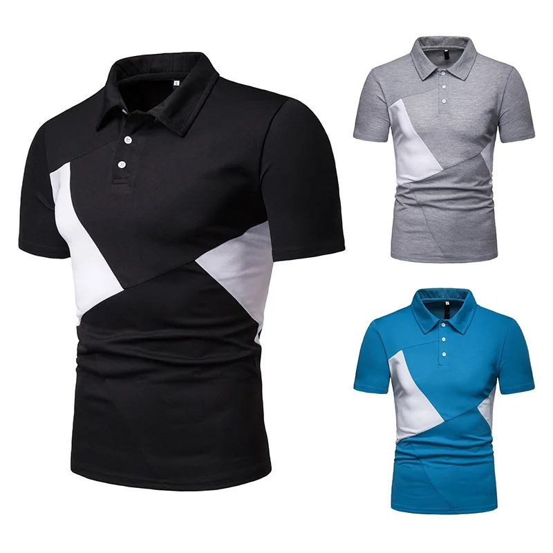 

Summer Men Color Block Fashion Plus Size Short Sleeve Polo T Shirt Pension D10