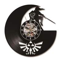 zelda cd vinyl record wall clock theme diy removable art watch clock black duvar saati home decorative room decor