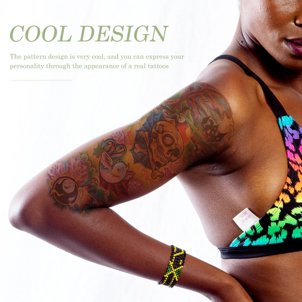 

6pcs Decorative Body Stickers Full Arm Tattoos Stickers Temporary Tattoos