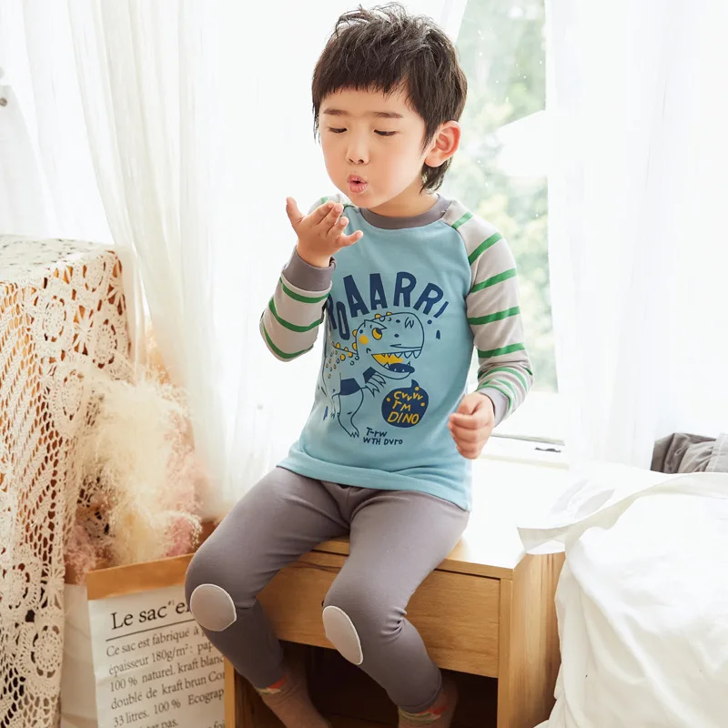 Осенняя детская одежда комплект детской одежды пижамный для мальчиков стильная