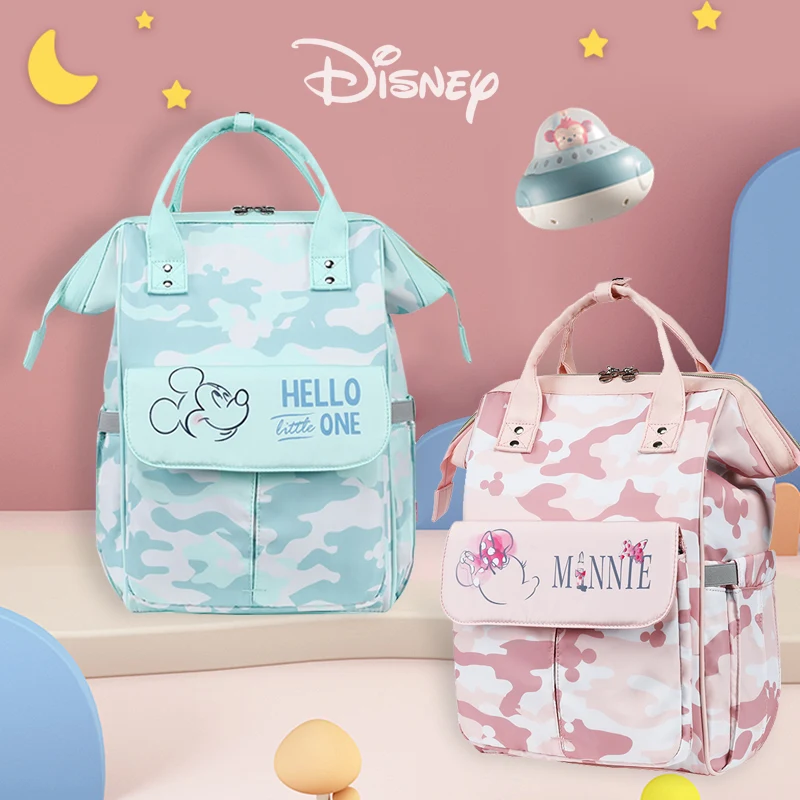 

Disney New Baby Diaper Storage Bag Large Capacity Baby Stroller Insulation Bag Portable Diaper Bag Fashion With Hook Mommy Bag