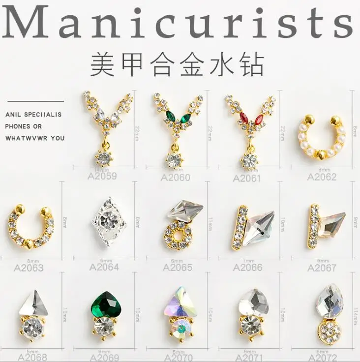 

100 шт./лот Стразы для ногтей Геометрическая подвеска из сплава в форме кристалла Шарм для маникюра и искусства шикарное украшение для ногтей...