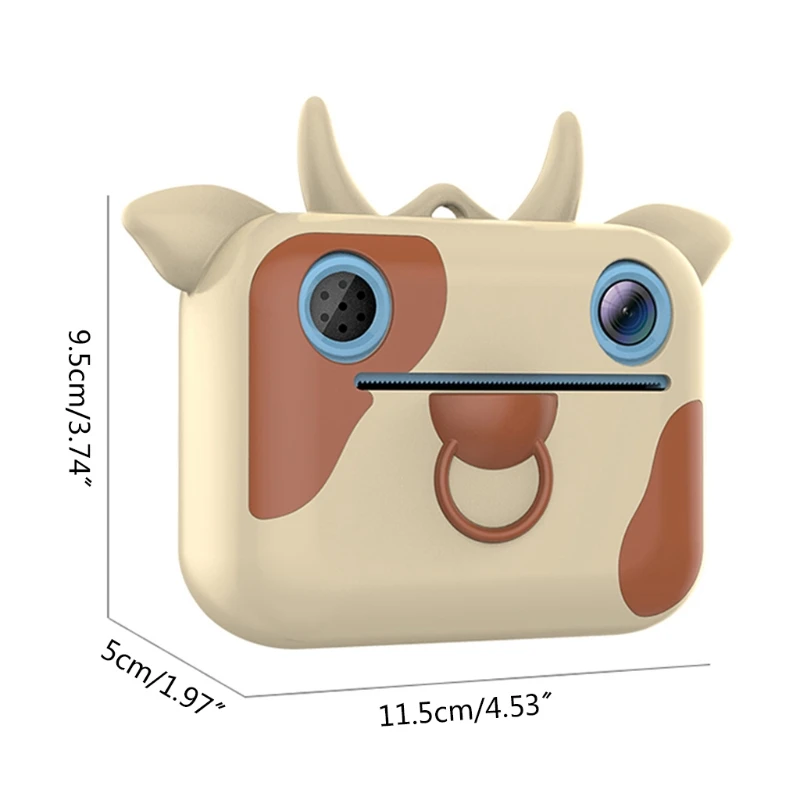 

P15C Kids Instant Print Camera Child Cartoon Selfie Digital Camera with Print Paper 2.0in IPS Screen Toddler Video Recorder
