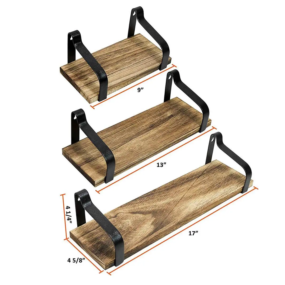 

3Pcs Nordic Wooden Iron Wall Mounted Basket Storage Rack Shelves Decoration Holder Home Decor Floating Shelf
