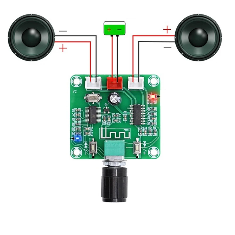 

XH-A158 Ultra Clear Bluetooth-compatible 5.0 Power Amplifier Board Pam8403 DIY Wireless Speaker Amplifier Board 5W*2