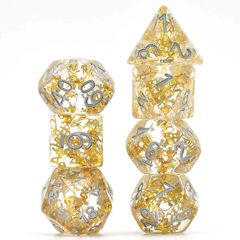 7 шт./компл. Искусственные кости заполненные золотом игральные A D4 D6 D8 D10 D % D12 D20