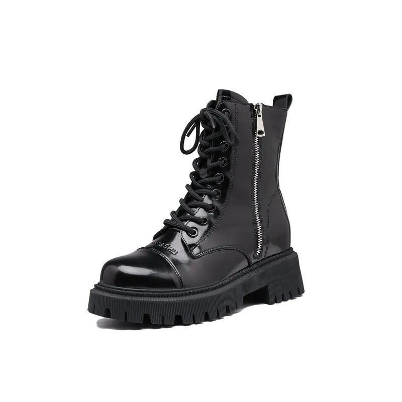 

Winter 2020 New Martin Boots Women's Genuine Leather Elevator Mirror Mid-Calf Length Women's Ankle Boots Hot