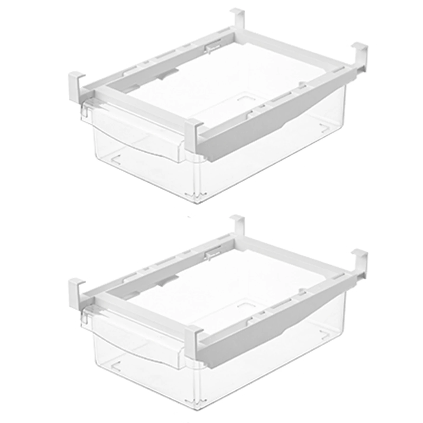 

2pcs Pull-Out Organiser Kitchen Cabinet Refrigerator Storage Box Space Saving Easy Use Safe Restaurant Vegetable Fruit Handle
