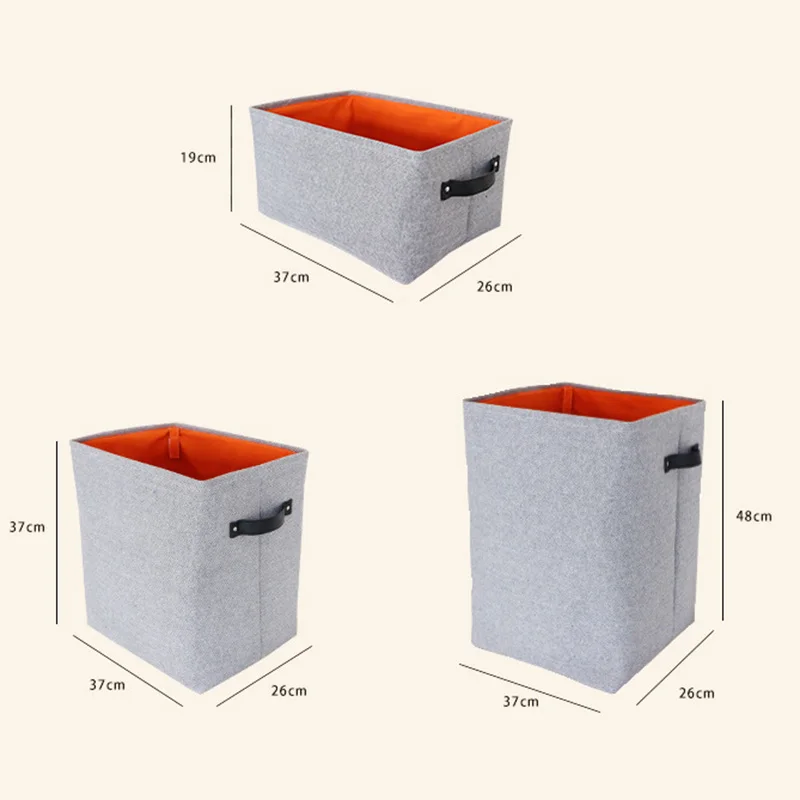 LUDA Grey Felt Storage Basket Bedroom Closet Clothing Toy Storage Bin with Handle Foldable Laundry Basket Dirty Clothes Hamper