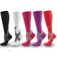 unisex compression stockings solid color thigh high nylon running cycling socks breathable varicose vein leg relief pain knee
