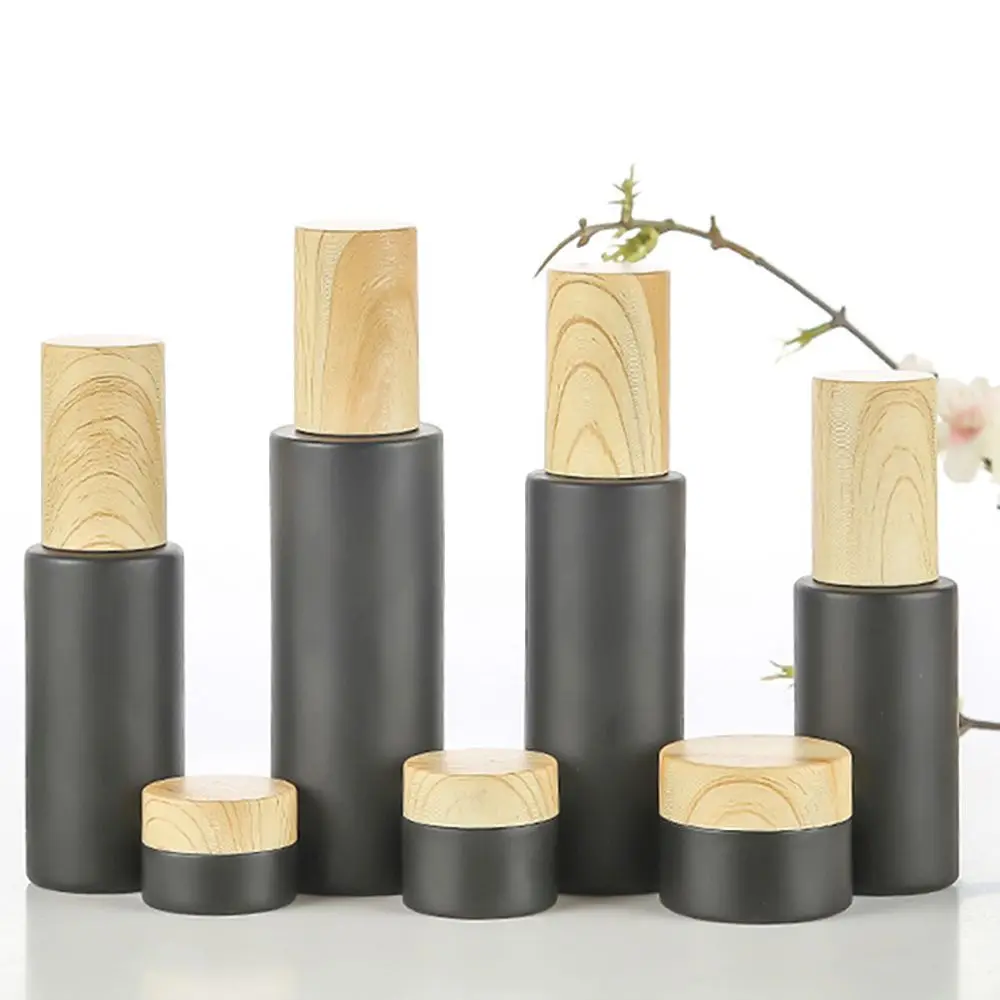 Банки для бутылок с деревянной крышкой матовая стеклянная бутылка лосьона