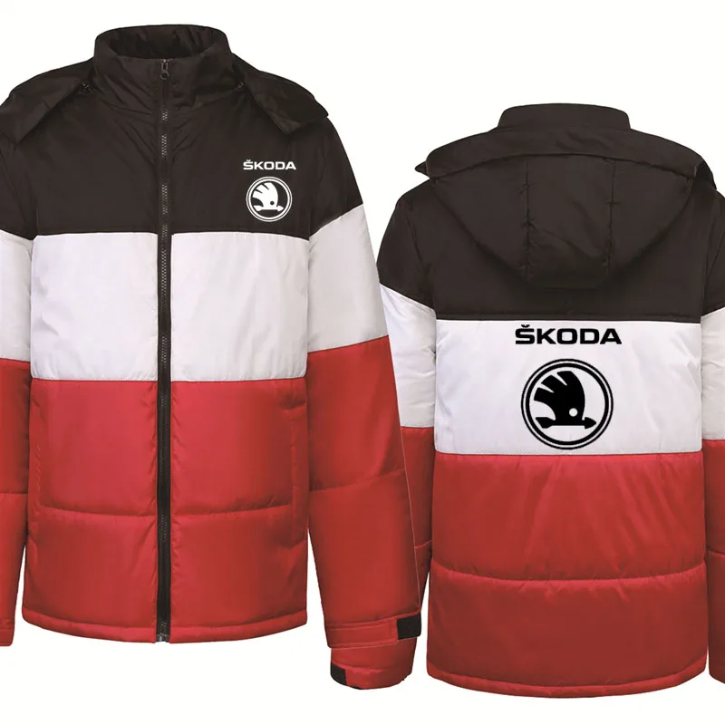 

NEW Winter Jacket Men Skoda Car Logo Print Casual Harajuku Fleece warm hoodie Hooded Mens Fleece zipper Hoodies Man Clothing