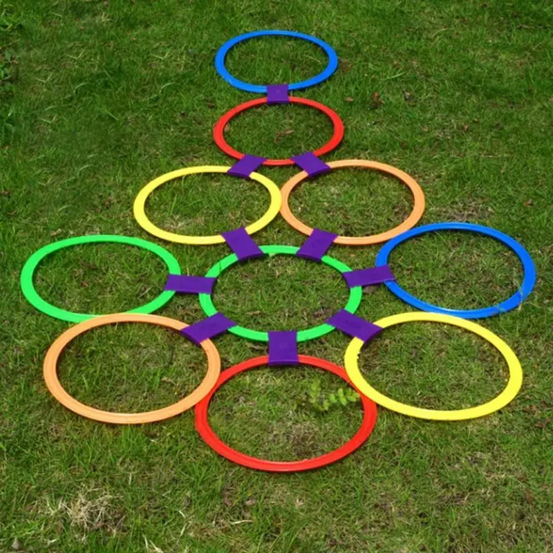 

10 Pcs Hopscotch Ring Game Toys for Kids PE Teaching Aid Sport Toy Sensory Integration Training Play Set for Preschool Children