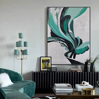 hand painted oil painting abstract green geometry flower luxury living room wall hanging art artwork decorative painting no fram