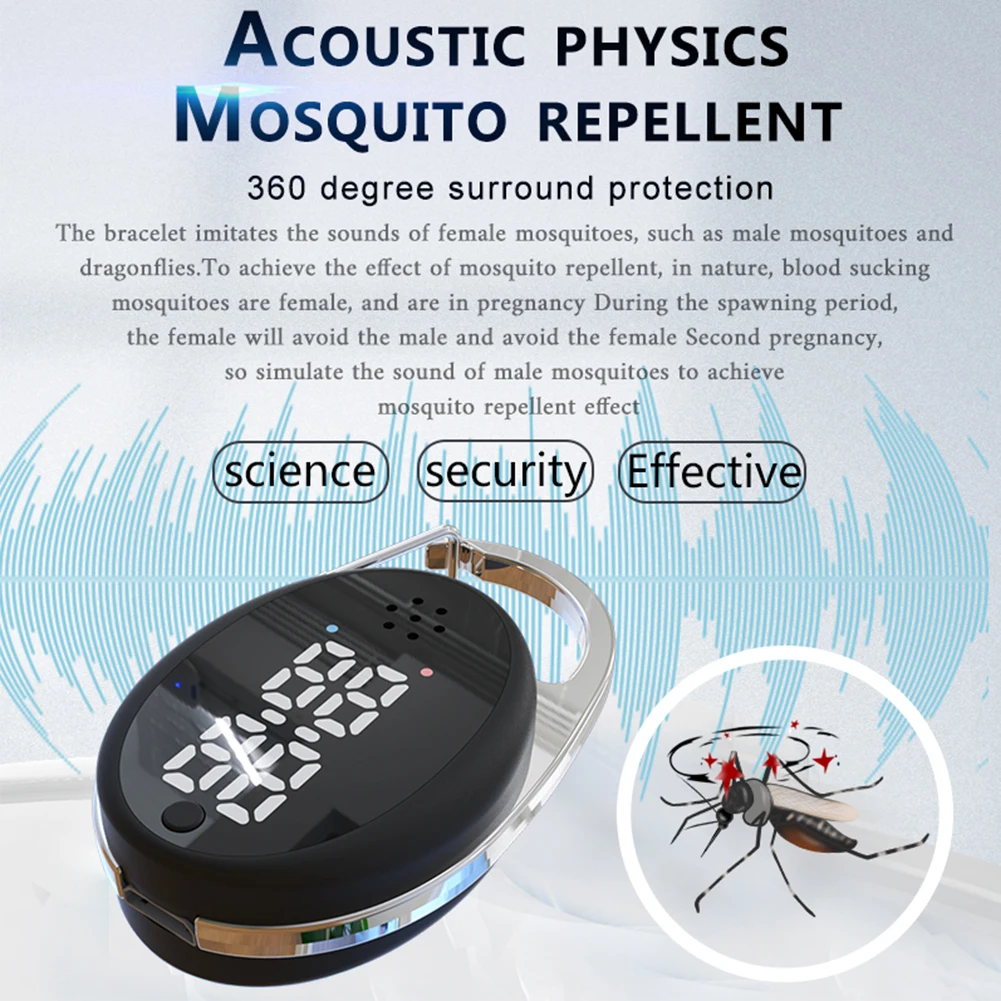 

5000-9000 Hz Repellent Mosquito Key Chain Intelligence Ultrasonic Insect Dispeller Portable For Baby Summer Outdoor Camping
