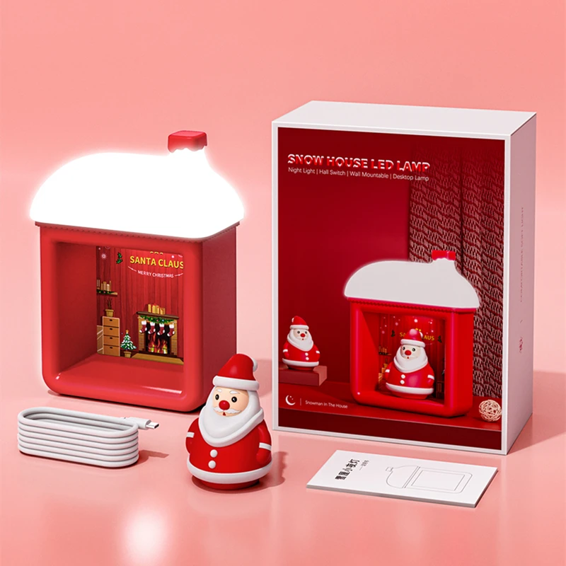 

Christmas Snow House Led Children'S Night Light Usb Table Lamp Bedroom Decor Party Ornaments For Home Wall Hanging Ligting