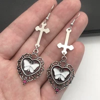 fashion cross heart whtie butterfly drop earrings long trendy tassel earrings women vacation jewelry party gift oorbellen