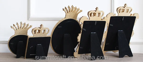 

Custom resin golden crown photo frame set