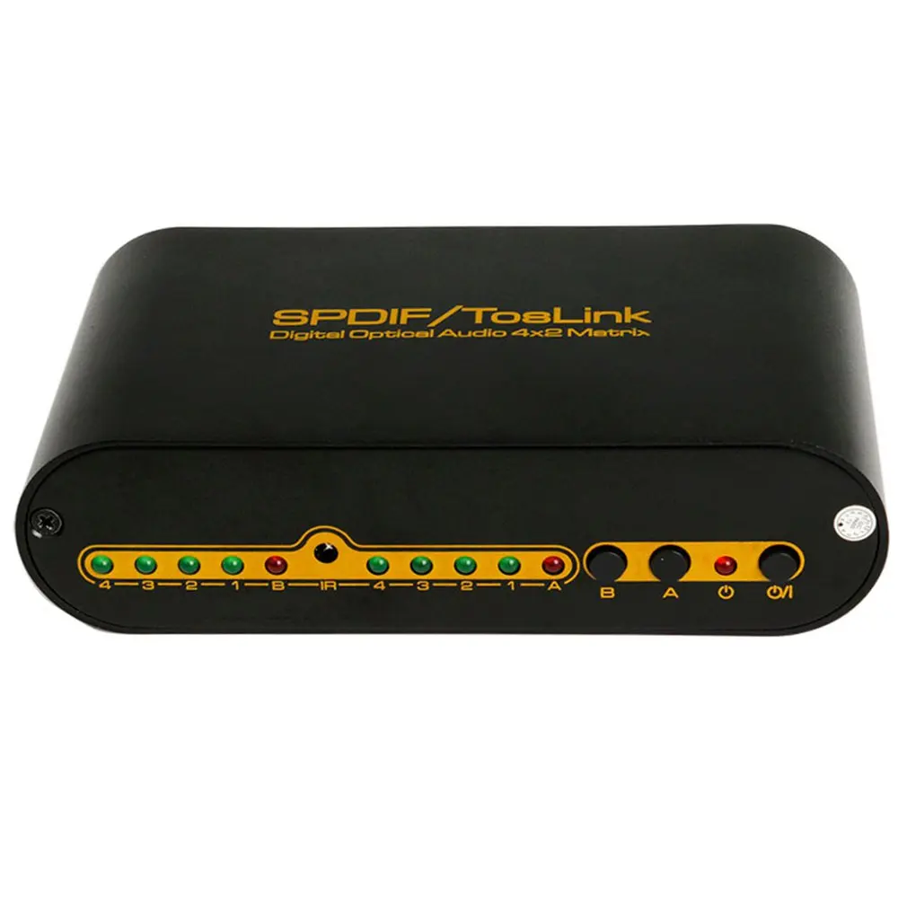 

Оптический цифровой аудио переключатель SPDIF/TOSLINK с реальной матрицей 4x2/сплиттер 4 в 2 выхода