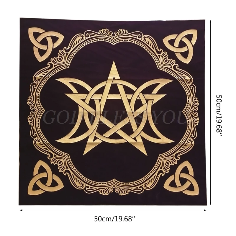 

Triple Moon Pentacle Altar Cloth Divination Astrology Tarots Cards Game Tablecloth Velvet Board Game Pad Drop Shipping