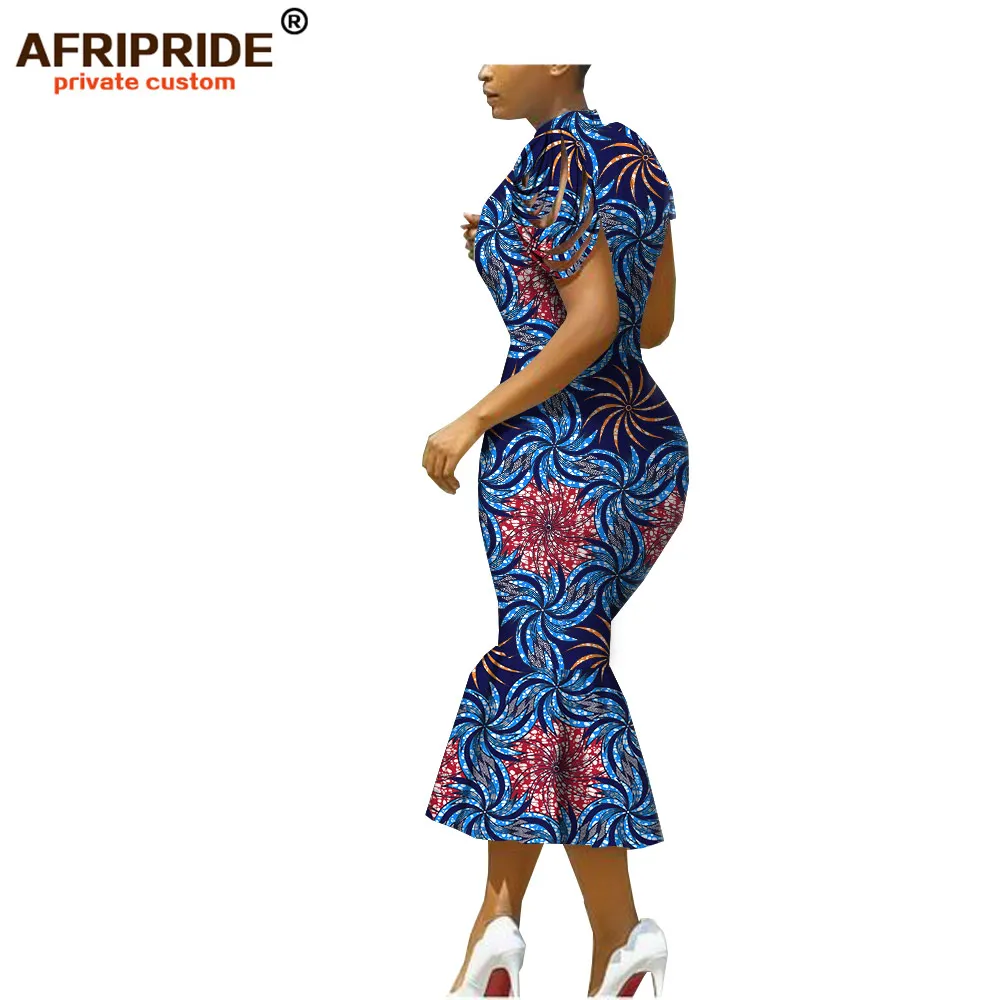 Afripride, африканские платья для женщин, сделанные на заказ, открытые рукава, длина до середины икры, женское Хлопковое платье-труба A1825099 - Цвет: 571J