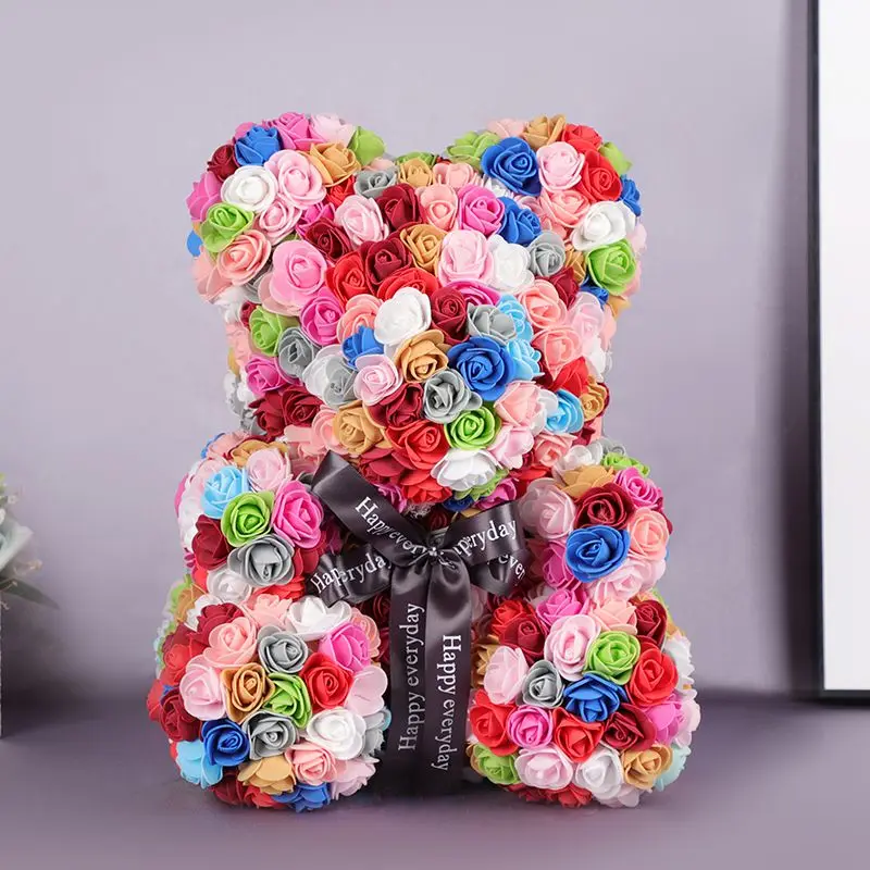 

New Valentine's Day GiftRose Bear Creative Cute Artificial Flowers For Lovers Birthday Gifts Anniversary And Weddings