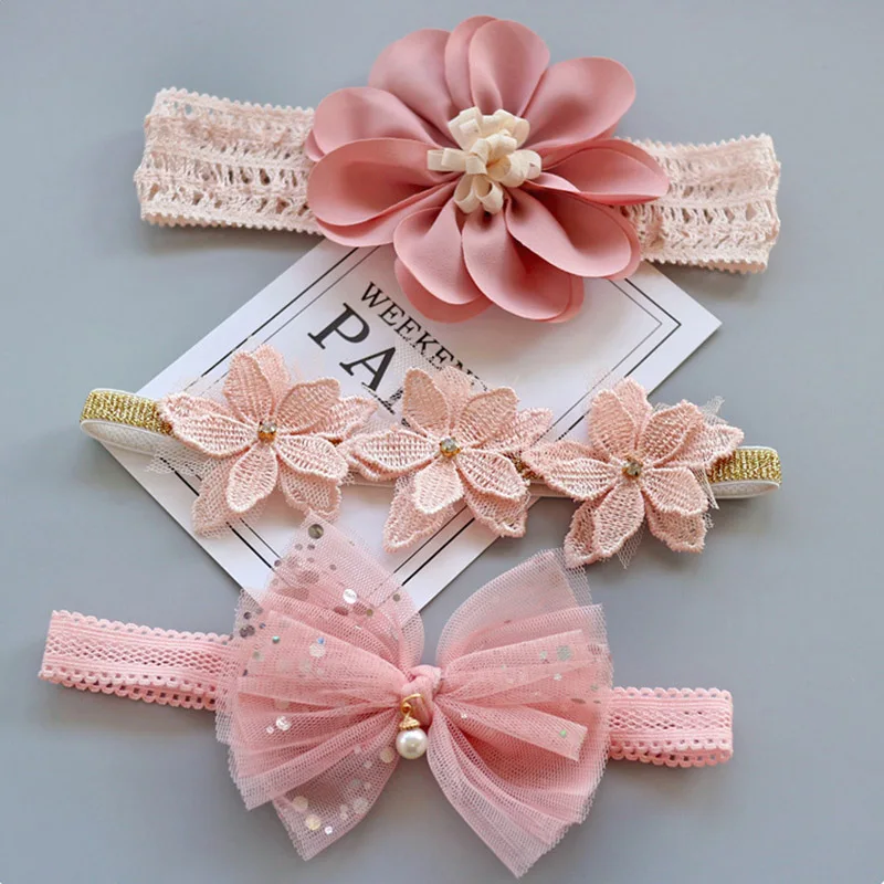 Повязка на голову детская Корона и бант для новорожденных девочек резинки волос 3