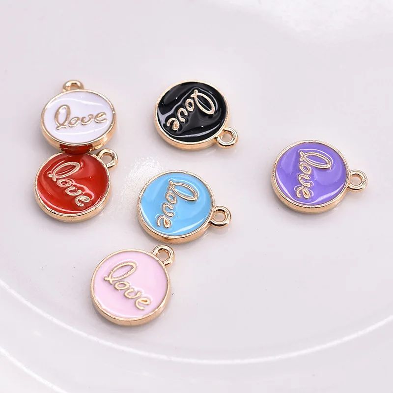 

10 шт., двусторонние круглые подвески в виде букв алфавита