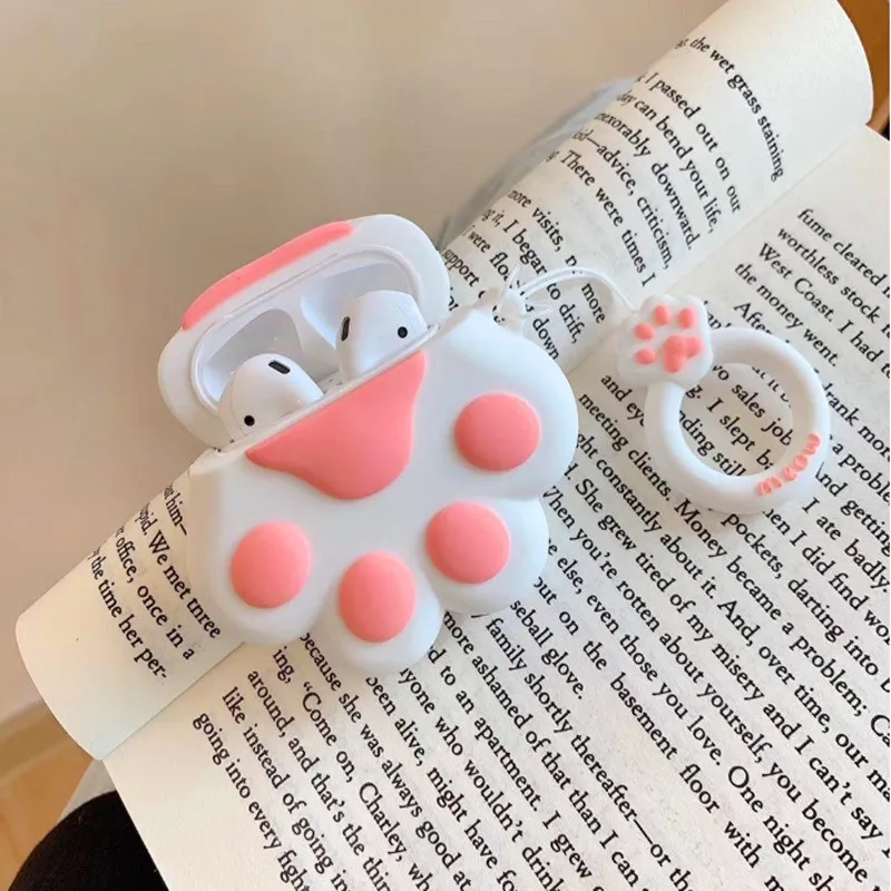 Принт с героями мультфильмов Kawaii 3D Кошачий коготь силиконовый розовый кольцо