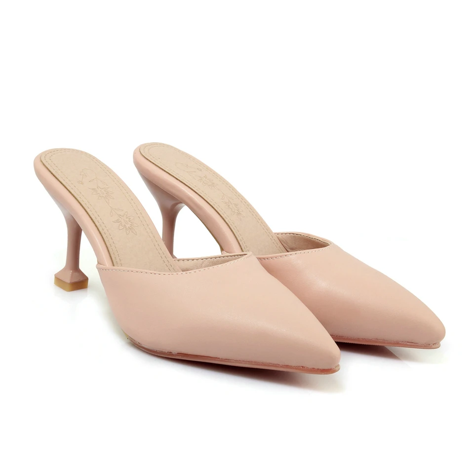 

EshtonShero Women's Shoes Woman PU Leather Thin High Heels Square Toe Summer Slip On Classic Ladies Wedding Shoes Size 3-12